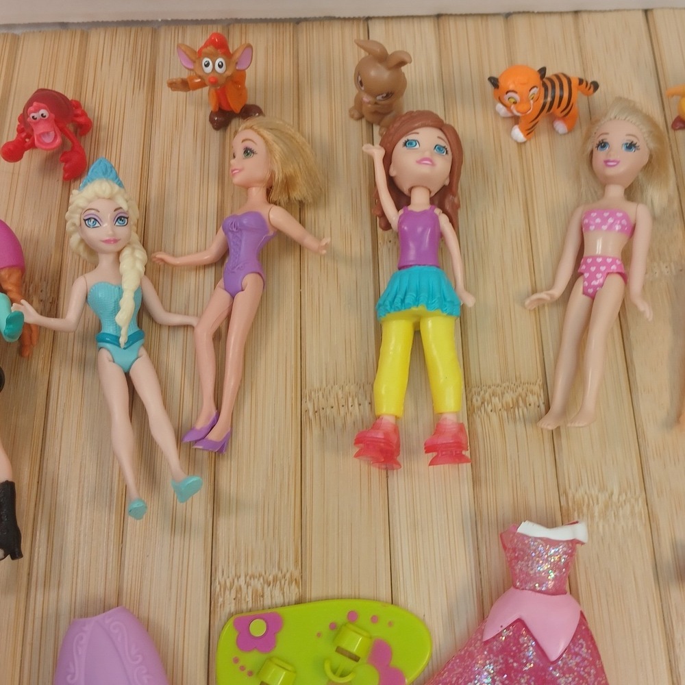 Disney Fashion Polly Pocket Doll Lot 60pc Clothes Accessories Animals